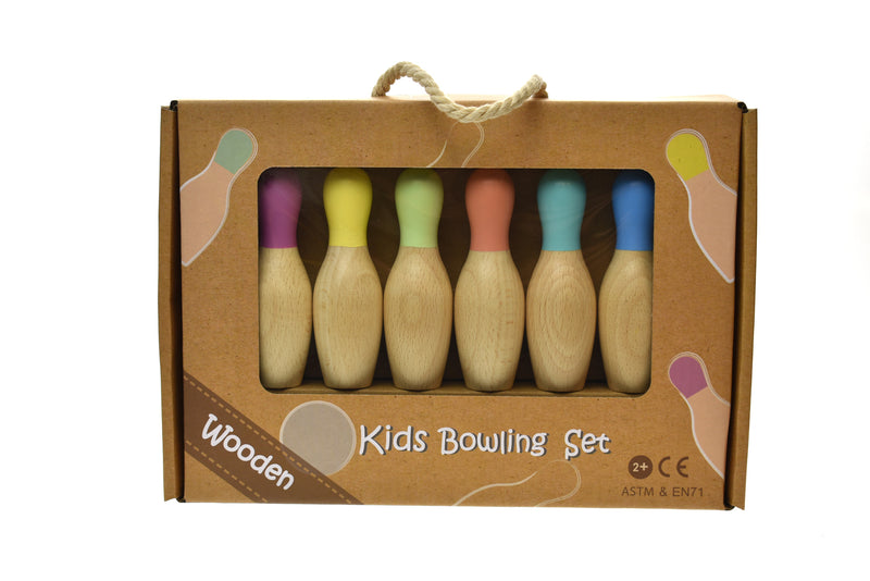 WOODEN BOWLING SET TOP COLOURED