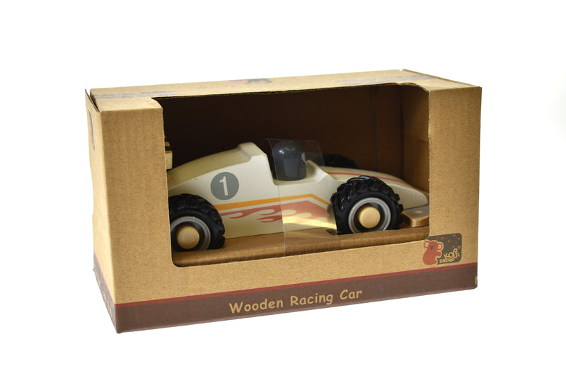 KD WOODEN RACING CAR WHITE